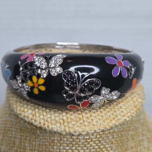 Belle Etoile Hand Painted Art Deco Flutter Bangle Bracelet - Picture 1 of 9
